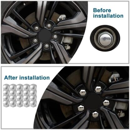 20Pcs 17mm Gloss Silver Car Wheel Nut Caps Bolt Covers For  VW Vauxhall Bmw - Image 9