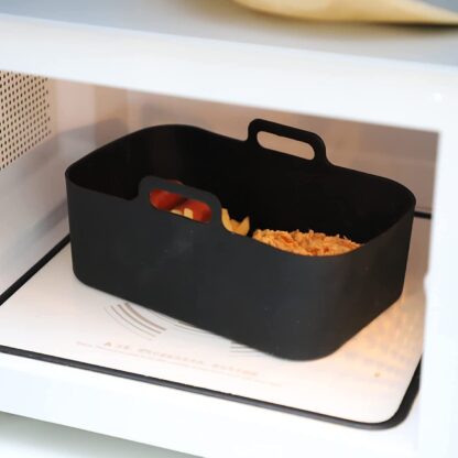 2 PCS Air Fryer Silica Gel Baking Pan Dual Basket Liner Handle Baking Oven New - Image 3