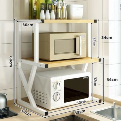 2 3 Tier Microwave Oven Rack Stand Storage Holder Kitchen Corner Shelf Black - Image 7