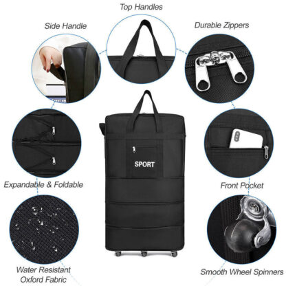 42- 6 Wheels Extra Large Lightweight Luggage Trolley Suitcase Travel Bag Handbag - Image 3