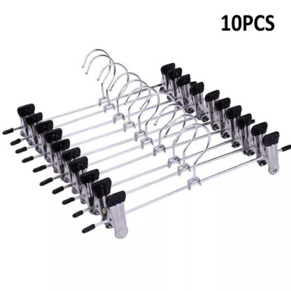 10PCS Strong Metal Clips Hangers Chrome Clothes Coat Trouser Skirt Rack UK - Image 10