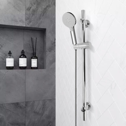 Shower Riser Rail Kit Slider Adjustable Chrome Head Holder Bracket Bathroom Set - Image 10