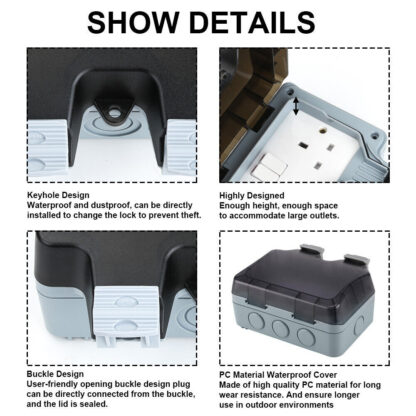 Weatherproof Outdoor Plug 13A 2 Gang Twin Switched Double Socket Outside Box UK - Image 9