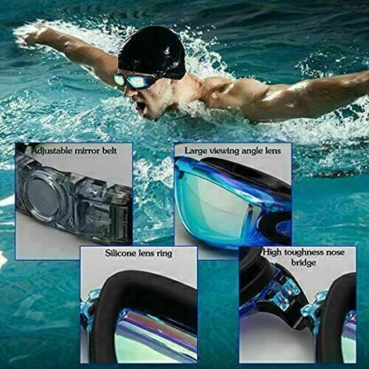 Anti Fog Swimming Goggles UV Glasses Adjustable Earbuds For Men Women Kids - Image 3