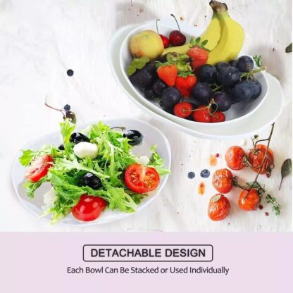 Multifunction Fruit Basket 3Tier Ceramic Bowl Countertop Fruit Bowl Vegetable - Image 3