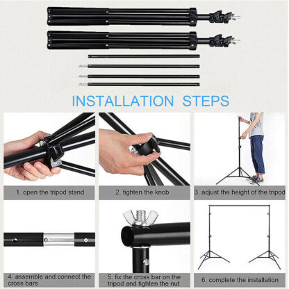 Adjustable Photography Background Support Stand Photo Backdrop Crossbar Kit - Image 7