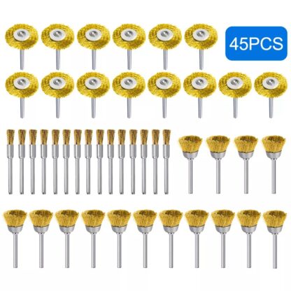 45Pcs Brass Polishing Wire Cup Mix Brush Set For Dremel Rotary Tool Accessories - Image 8