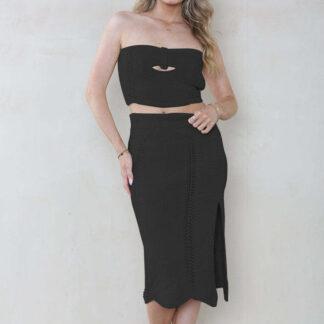 Sexy Cover-Ups Sleeveless Top Slit And Long Skirt Set
