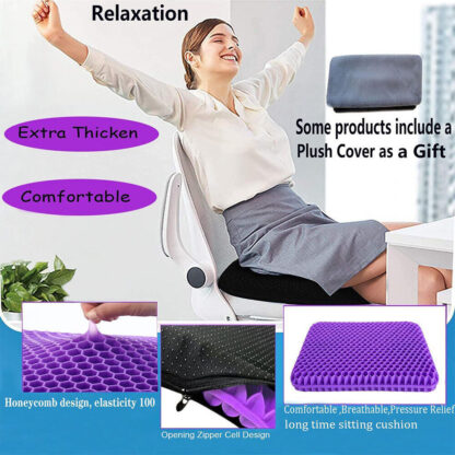Gel Seat Cushion For Lower Back Pain Pressure Relief Wheelchair Car Office Pad - Image 7