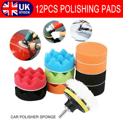 12pcs 3Buffing Waxing Polishing Sponge Pads Kit Set For Car Polisher Drill UK - Image 2
