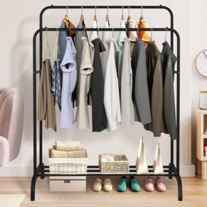 Heavy Duty Double Clothes Rail Hanging Rack Garment Display Stand Shoes Storage - Image 5