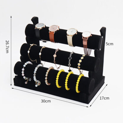 Velvet 3 Tier Jewellery Display Stand Organizer Detachable Bracelet Watch Holder - Image 6