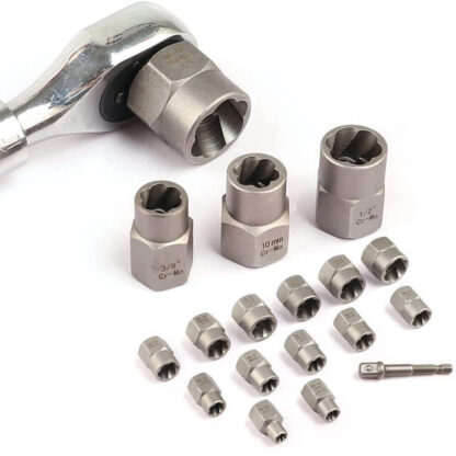 3-8 Locking Wheel Nut Remover Set Stud Bolt Impact Twist Socket Extractor Tool - Image 6