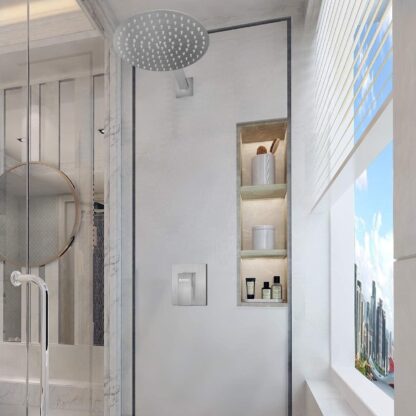 8 Round Shower Head Chrome Stainless Steel Rainfall Overhead Bathroom Large UK - Image 7