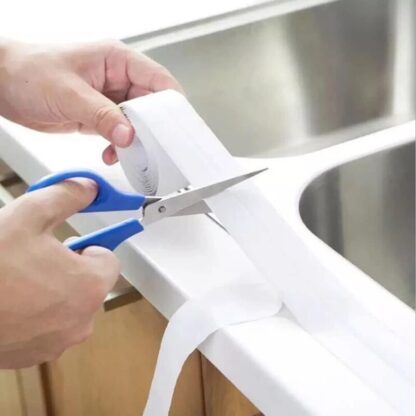 1-3X WATERPROOF SEALING TAPE ADVE WHITE BATHROOM KITCHEN LEAK PVC 22MM X 3.2MHESI - Image 4