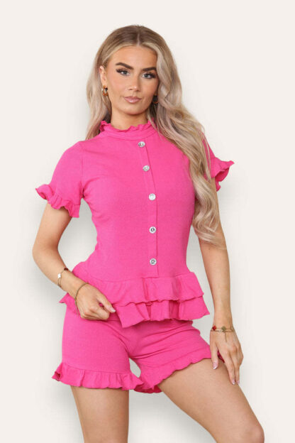 Diamond Frilled Edge Short Co-Ord Set - Image 9