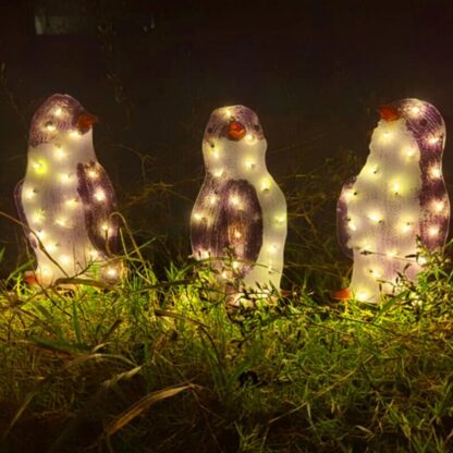 3X Christmas Penguin Acrylic LED Light Up Decoration Indoor Outdoor Figurine - Image 9