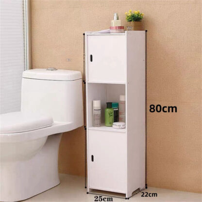 Waterproof Bathroom Storage Cabinet Free Standing Cabinet Organizer Unit White - Image 2