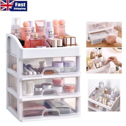 4 Tiers Makeup Storage Clear Box Desktop Cosmetic Stationery Drawers Organizer - Image 2