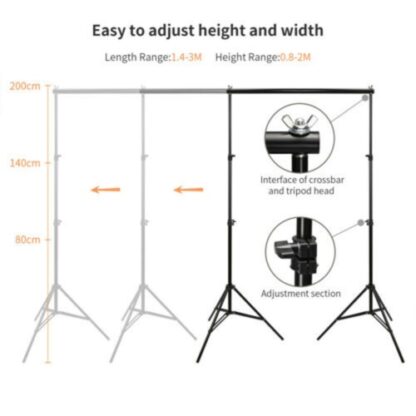 Adjustable Photography Background Support Stand Photo Backdrop Crossbar Kit - Image 3