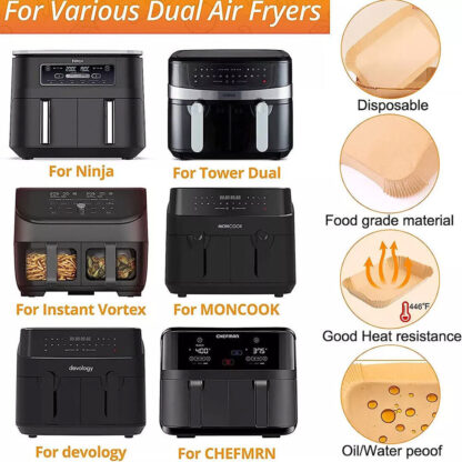 300x Air Fryer Liners Disposable Paper Liners Non Stick Parchment For Dual - Image 5