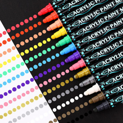 26 Colors Dual Tip Paint Pens Acrylic Paint Markers Set DIY Crafts Making Art - Image 3