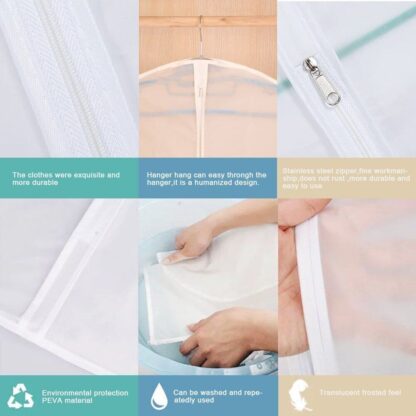 10x Clear Coat Dress Garment Clothes Cover Dust Protector Travel Bag With Zip - Image 2