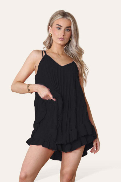 Cami Pleated Frill Hem Top & Matching Frill Shorts Co-Ord Set - Image 5