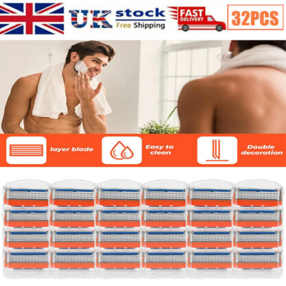 32PCS Shaving Razor Blades Refills Compatible For Fusion 5 Proglide - Image 9