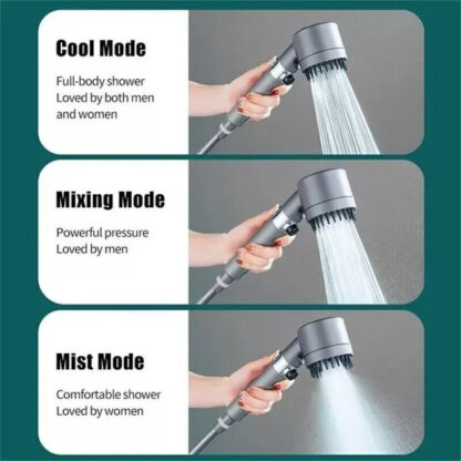 3 Modes Shower Head With Filter High Pressure Water Saving Massage Body Scalp - Image 2