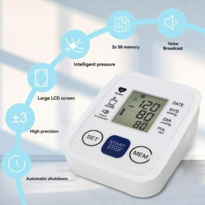 Multifunctional Advanced Upper Arm Blood Pressure Monitor With Adjustable Armband, Large Display And Dual 99 Reading Memory Function For Convenient Home Monitoring - Image 5
