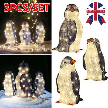3X Christmas Penguin Acrylic LED Light Up Decoration Indoor Outdoor Figurine - Image 4