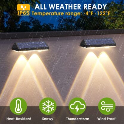 2PCS Super Bright Solar Powered Door Fence Wall Lights LED Outdoor Garden Lamp - Image 6