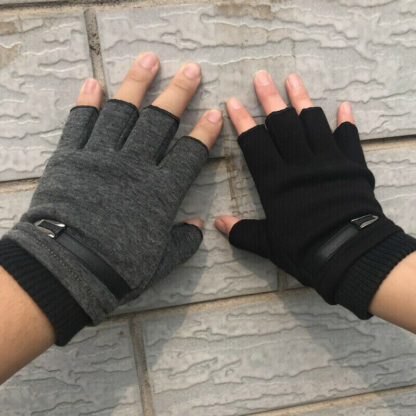 Mens Fingerless Gloves Magic Half Finger Winter Typing Touch Thermal Gloves Gift - Image 6