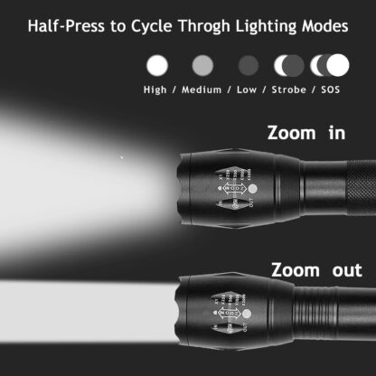 2PCS 1200000LM USB Rechargeable LED Flashlight Super Bright Torch Tactical Lamp - Image 8