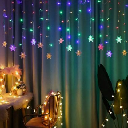 LED Snowflake Fairy Lights Curtain Window Christmas Party Wedding Decoration UK - Image 4