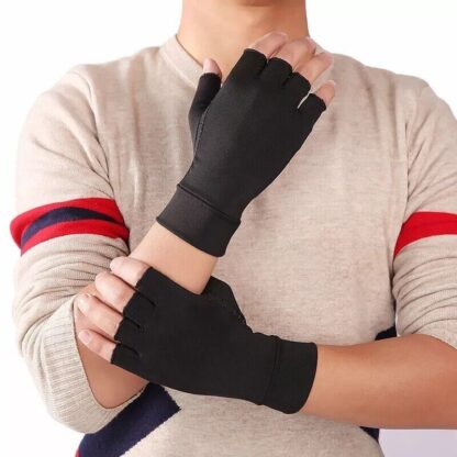 Anti Arthritis Fingerless Copper Compression Gloves Hand Support Pain Relief UK - Image 8