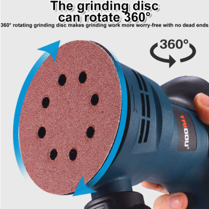 300W ELECTRIC RANDOM ORBITAL SANDER 6 SPEEDS ROTARY PALM CIRCULAR DISC 20x 125mm - Image 9