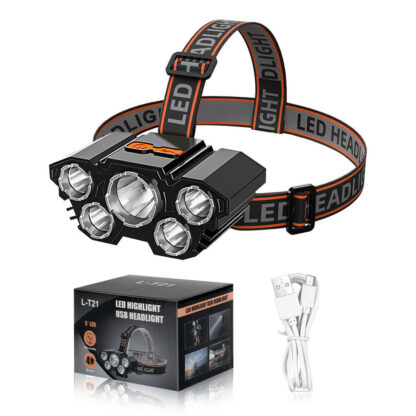 USB  LED Headlamp Rechargeable LED Lamp Headlight Head Torch Cable Light - Image 10