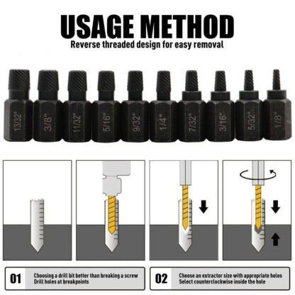 Screw Extractor Easy Out Drill Bits Broken Damaged Bolt Stud Remover Set 10PCS - Image 4