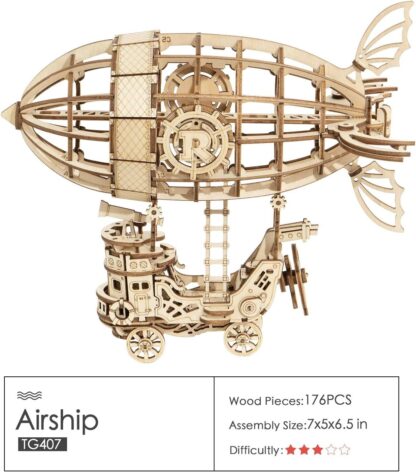 ROBOTIME Rolife 3d Wooden Puzzle Airship Woodcraft Construction Kit Model Kits For Kids, Teens And Adult TG407 - Image 5