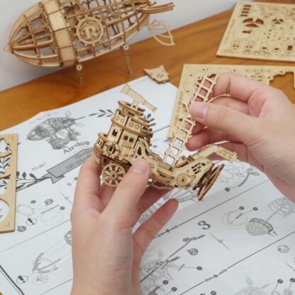 ROBOTIME Rolife 3d Wooden Puzzle Airship Woodcraft Construction Kit Model Kits For Kids, Teens And Adult TG407 - Image 6