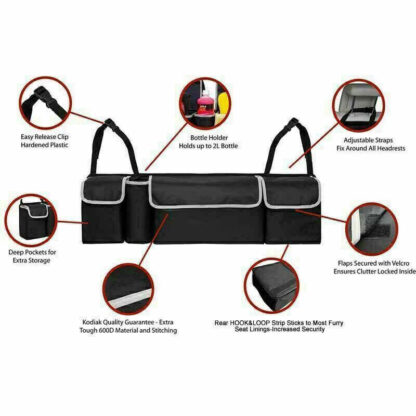 Large Car Boot Organiser Back Seat Hanger Tidy Storage Bag Pocket Hanging Pouch - Image 10