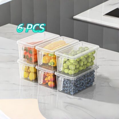 6 PCS Fridge Box Holder Kitchen Clear Organiser Cupboard Food Storage Container - Image 7
