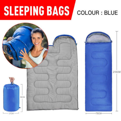 4 SEASON SINGLE SLEEPING BAGS CAMPING RECTANGULAR ENVELOPE ZIP UP KIDSUK - Image 7