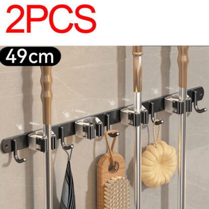 2PCS Wall Mounted Mop Brush Broom Organizer Hanger Holder Storage Rack Tool UK - Image 4