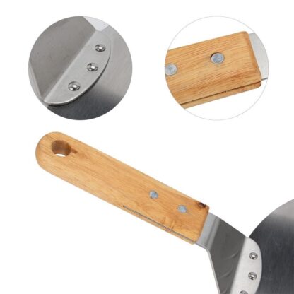 Stainless Steel Pizza Paddle Peel Bakers BBQ Oven Restaurant Tray Wooden Handle - Image 4