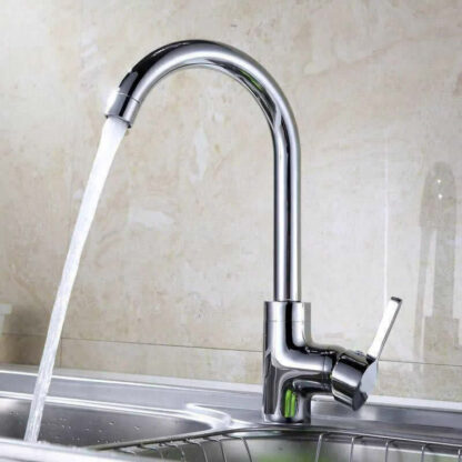 Kitchen Sink Mixer Taps Swivel Spout Single Lever Tap Mono Modern Chrome Faucet - Image 4