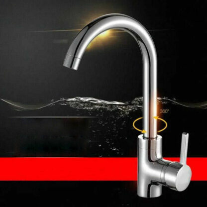 Kitchen Sink Mixer Taps Swivel Spout Single Lever Tap Mono Modern Chrome Faucet - Image 7