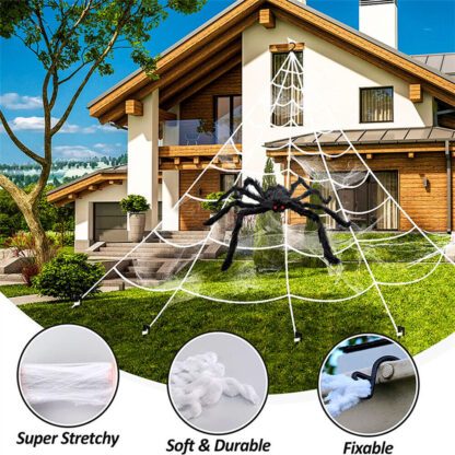 Giant Spider Web Halloween Decoration 5m With 20pcs Spiders And Large Spider - Image 4